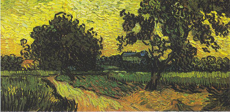 Landscape with Castle Auvers at Sunset, Vincent Van Gogh